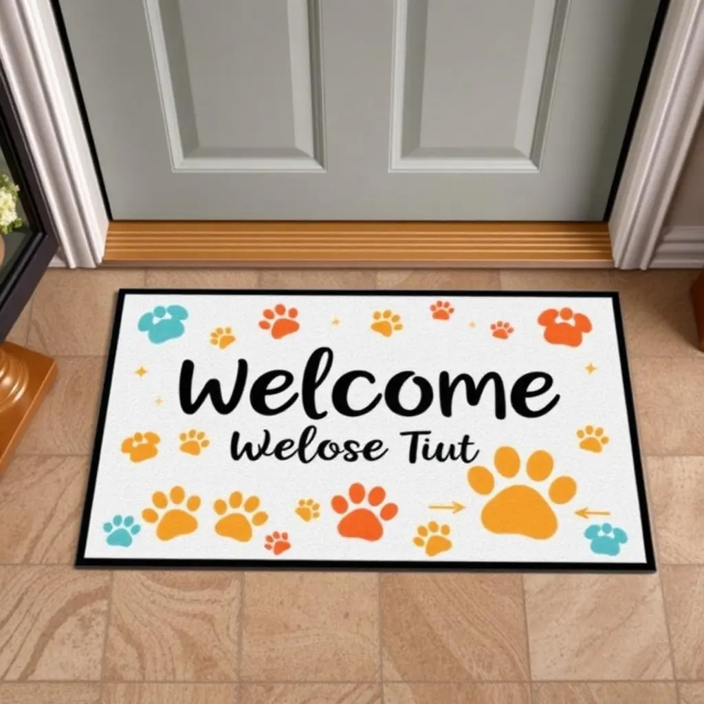 Happy golden retriever - perfect for a custom pet door mat
